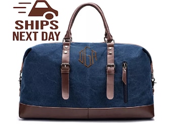 Personalized Canvas Weekender Bag: Large Monogrammed Duffle, Groomsmen Gift