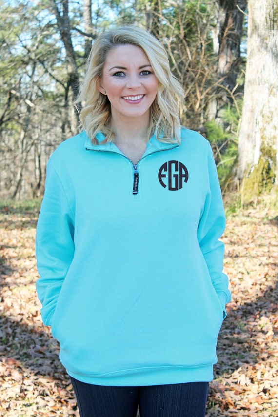 monogram fleece zip