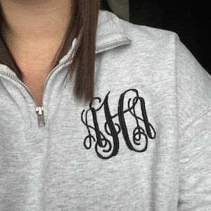 Monogram Fleece Quarter Zip Pullover - Monogram Quarter Zip Sweatshirt - Monogrammed Crosswind Pull Over - Jerzees Quarter-Zip Sweatshirt