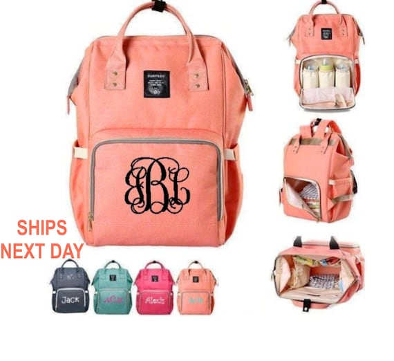 pink leather backpack diaper bag