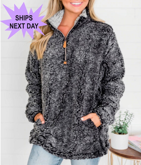 monogrammed sherpa pullover