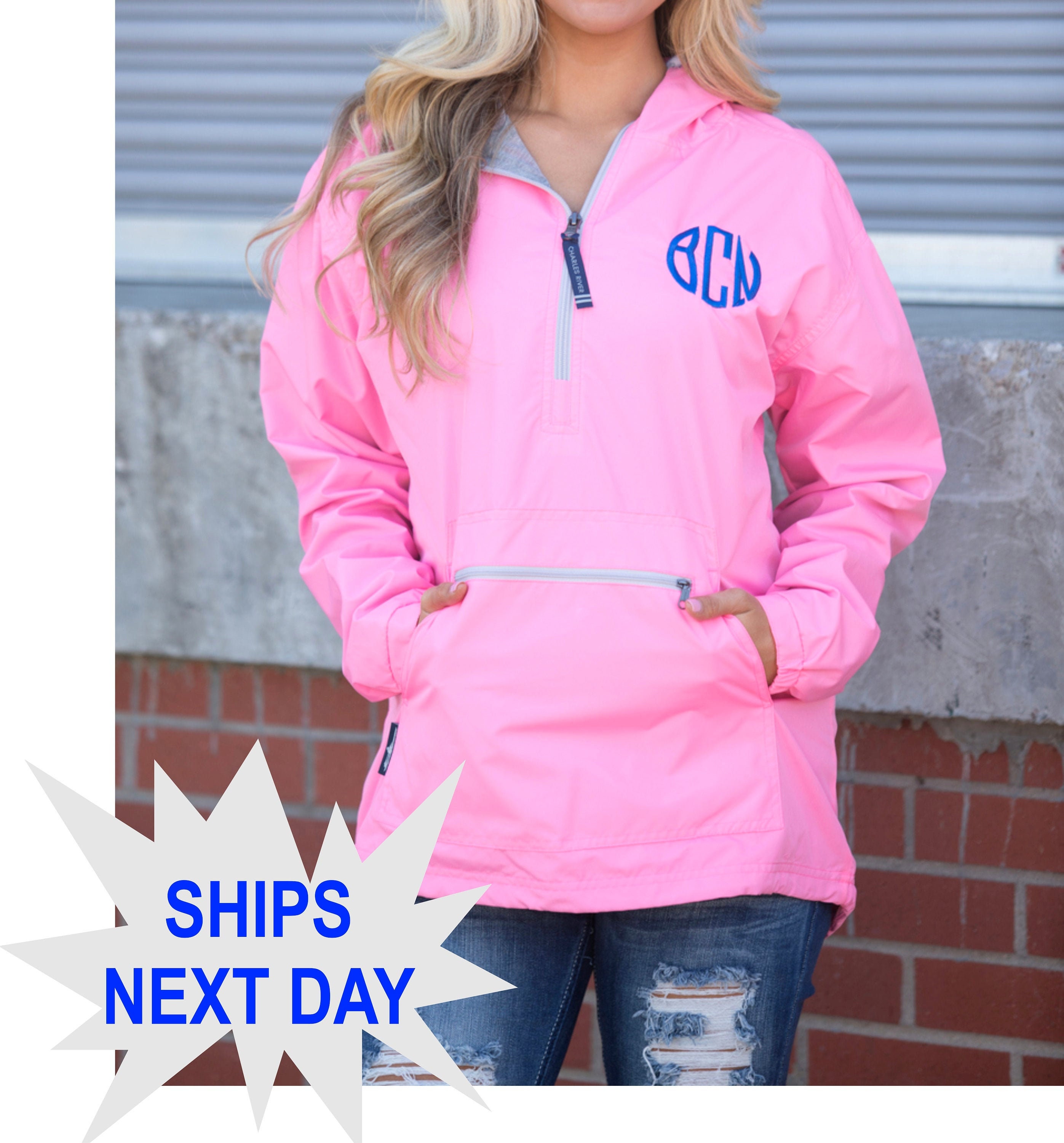 Monogrammed Charles River Rain Jacket Women s Chatham Anorak Solid Charles River Pack N Go Rain Coat Monogrammed Pull Over Etsy UK