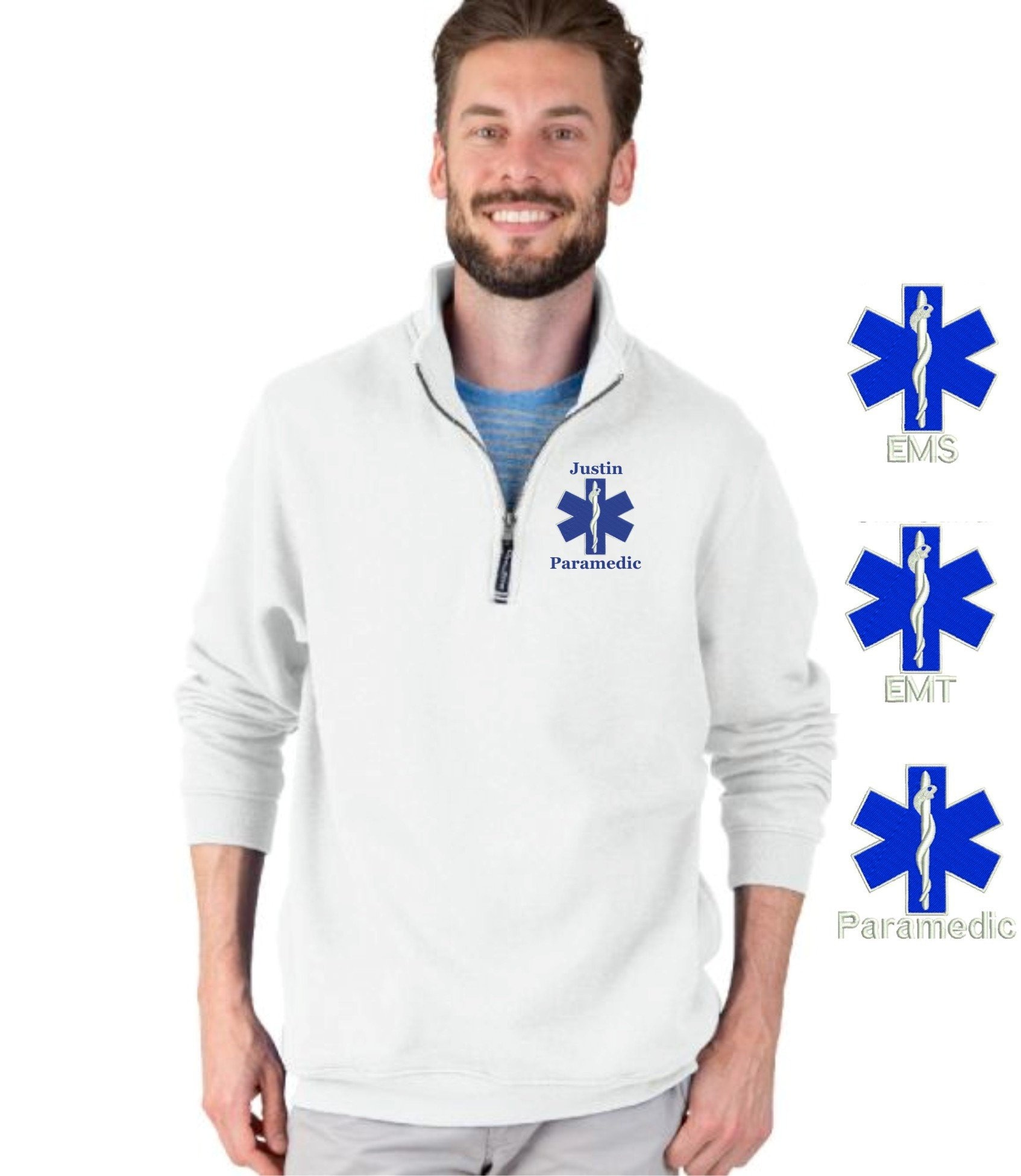 EMT EMS PARAMEDIC Charles River Fleece Quarter Zip Pullover Monogram Quarter Zip Sweatshirt Emt Ems Paramedic Crosswind Pull Over Etsy