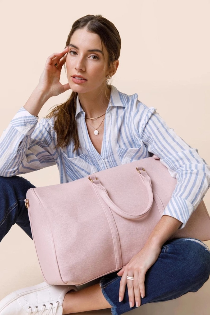 Pink personalized duffel bag