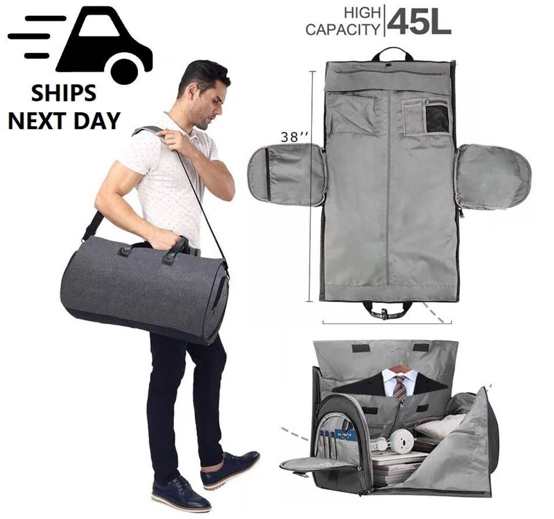Personalized Mens Garment Duffle Bag, Canvas Men's Garment Bag, Carry on Bag, Suit Travel Bag