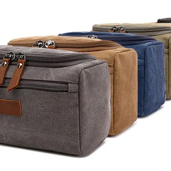 Personalized Men's Toiletry Bag | Groomsmen Toiletrr Travel Bag Gift | Monogram Toiletry Travel Bag | Men’s Canvas Leather Make up Bag