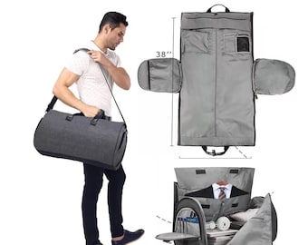 Personalized Mens Garment Duffle Bag, Canvas Men&#39;s Garment Bag, Carry On Bag, Suit Travel Bag, Groomsmen Gift, Gift for Best Man