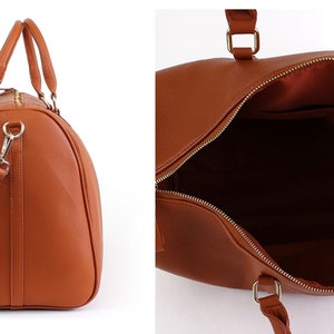 brown duffel bag