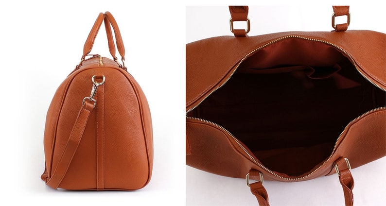 brown duffel bag
