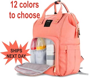 Monogrammed Diaper Bag Backpack: Personalized Waterproof Travel Nappy Bag - Custom Name, Monogram or Logo