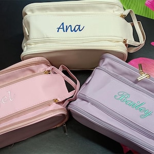 Personalized Monogram Cosmetic Bag, Bridesmaid Gift, Custom Makeup Pouch, Travel Toiletry Bag, Initial Bag, Custom Gift For Her