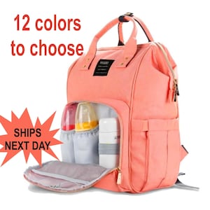 Multi functional Diaper Bag Backpack, Mummy Monogrammed Baby Diaper Bag Backpack with Baby Name Embroidered, Personalized Diaper Bag