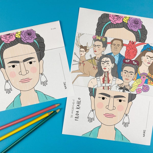 Famous artist imagination coloring & activity pages (Warhol, Picasso, Yayoi, Van Gogh, Frida Kahlo and more)