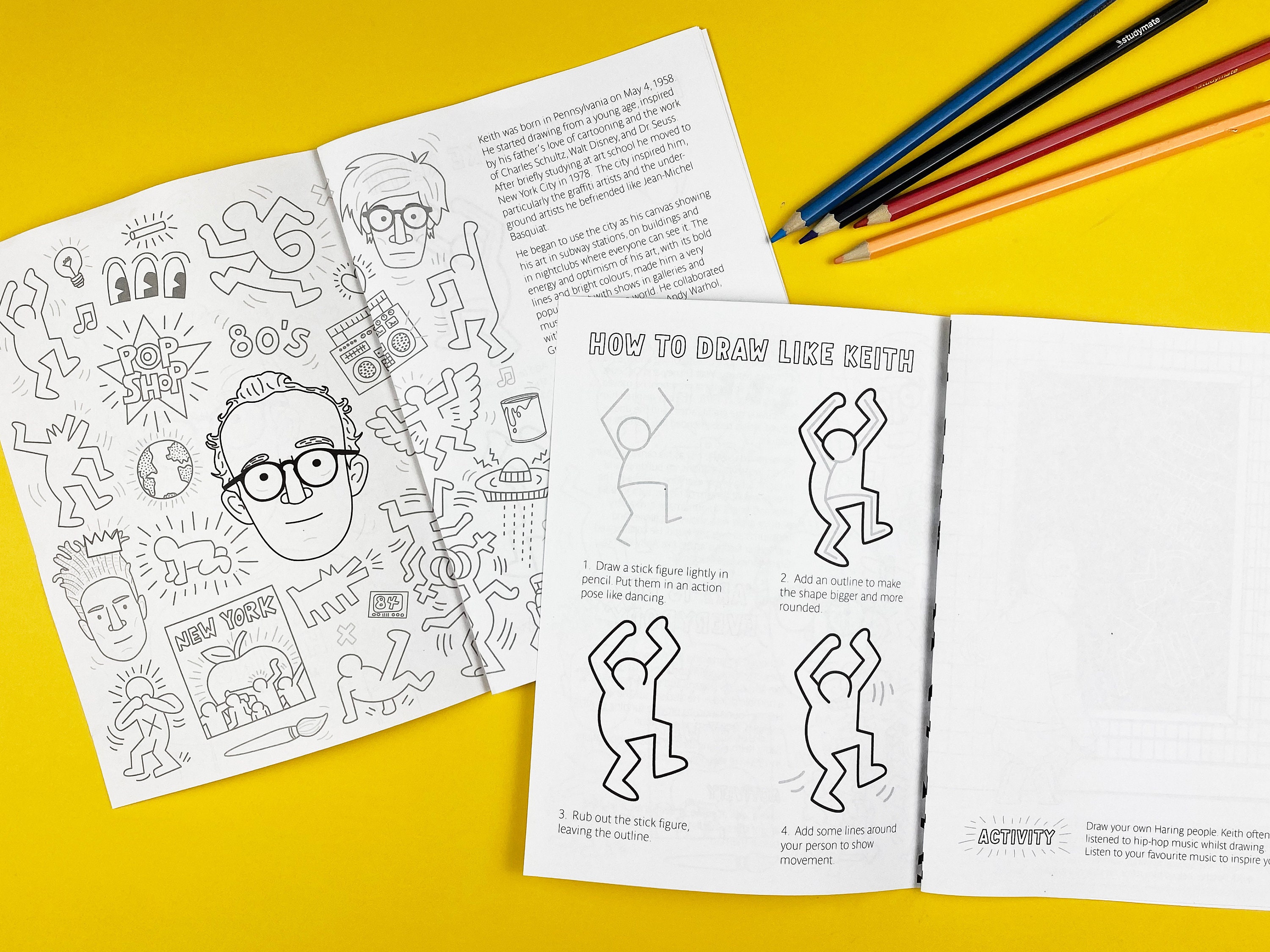Keith Haring Page De Garde Cahier Des Arts Cahier d'activités imprimable de Keith Haring biographie - Etsy France