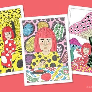 Disegni da colorare di Yayoi Kusama / Disegni da colorare di artisti famosi / Storia dell'arte per bambini