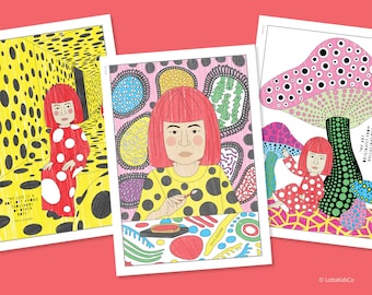 Dibujos para colorear de Yayoi Kusama / Dibujos para colorear de artistas famosos / Historia del arte para niños