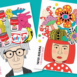 Famous artists imagination printable posters (10 artists Warhol, Yayoi, Picasso, Van Gogh, Matisse, Frida, Klimt and more) Art classroom