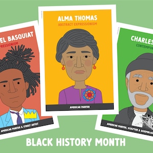 Black History Month famous artist classroom posters (20 artists Basquiat, Thomas, Ringgold, Bearden & more) Art classroom decor