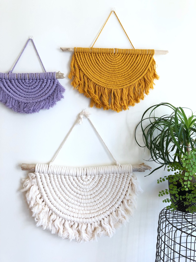 Macrame Wall Hanging / Macrame Half Circle / Macrame Sun / Etsy