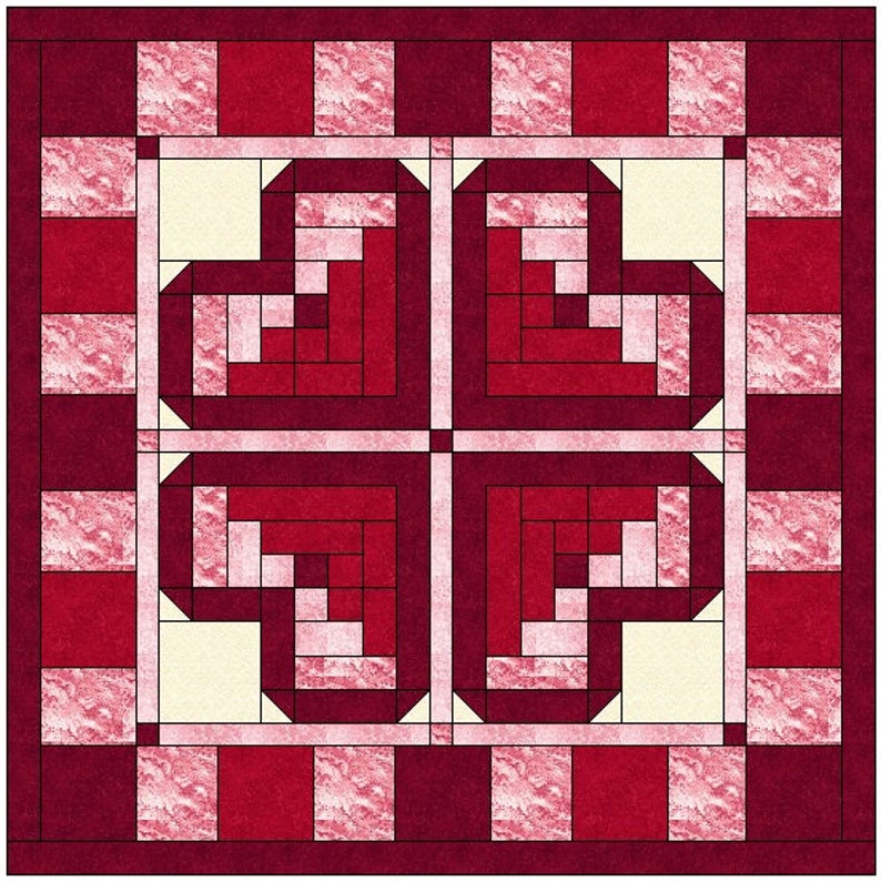 Log Cabin Heart Quilt Block Pattern Download Etsy