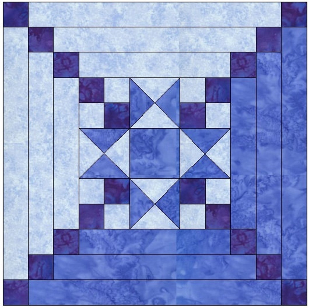 Star Center Log Cabin Quilt Block Pattern Download - Etsy