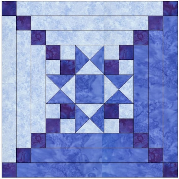 Star Center Log Cabin Quilt Block Pattern Download