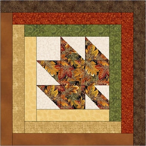 Maple Leaf Log Cabin Quilt Block Pattern Download image 1