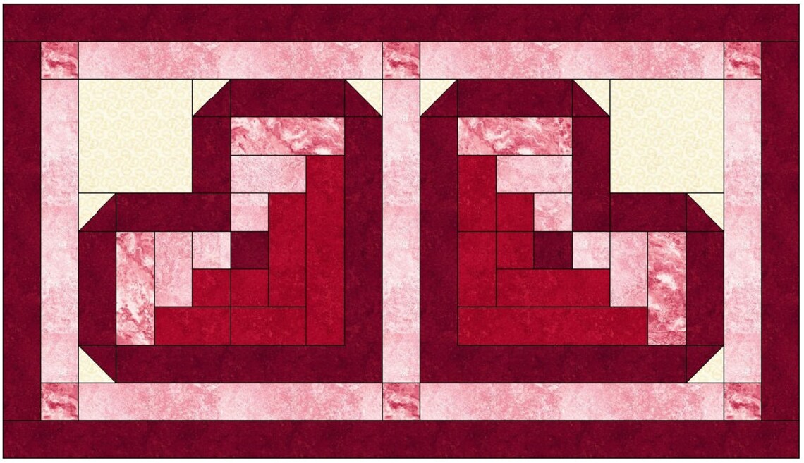 Log Cabin Heart Quilt Block Pattern Download Etsy Canada