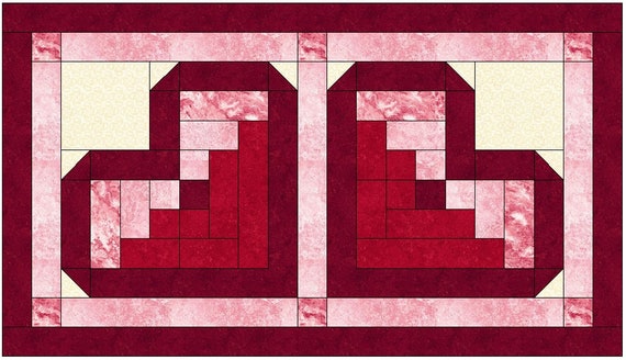 Log Cabin Heart Quilt Block Pattern Download Etsy