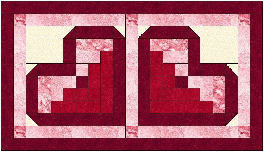 Log Cabin Heart Quilt Block Pattern Download Etsy