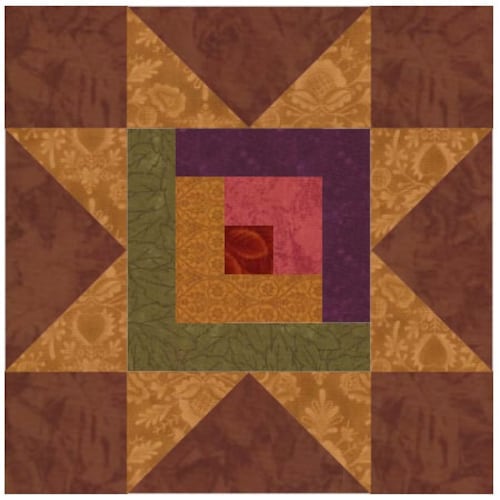 Modified Log Cabin Quilt Block Pattern Download Etsy