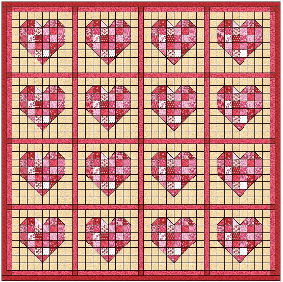 Scrappy Heart Quilt Block Pattern Download Etsy