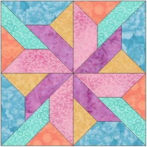 Pinwheel With a Twist Quilt Block Pattern Download - Etsy