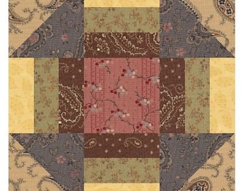 Quiltblokpatroon met drievoudig verloop en streepjes downloaden