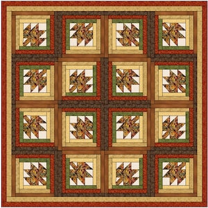 Maple Leaf Log Cabin Quilt Block Pattern Download image 3