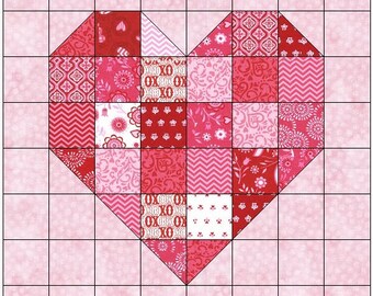 Scrappy Heart Quilt Block Pattern Download