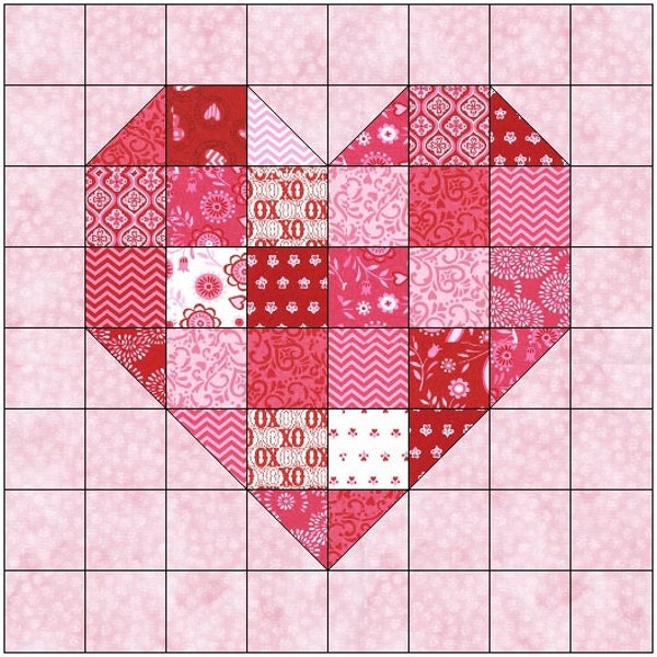 Scrappy Heart Quilt Block Pattern Download