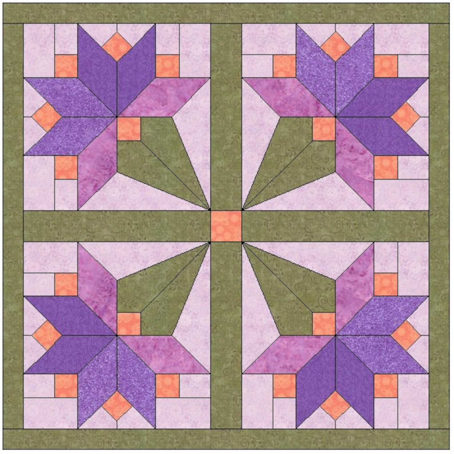 Floral Bouquet Quilt Block Pattern Download - Etsy