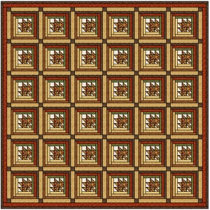 Maple Leaf Log Cabin Quilt Block Pattern Download image 2