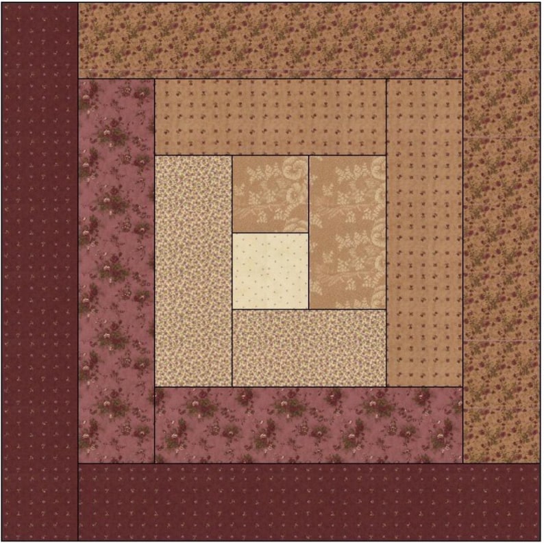 Traditional Log Cabin Quilt Block Pattern Download image 3