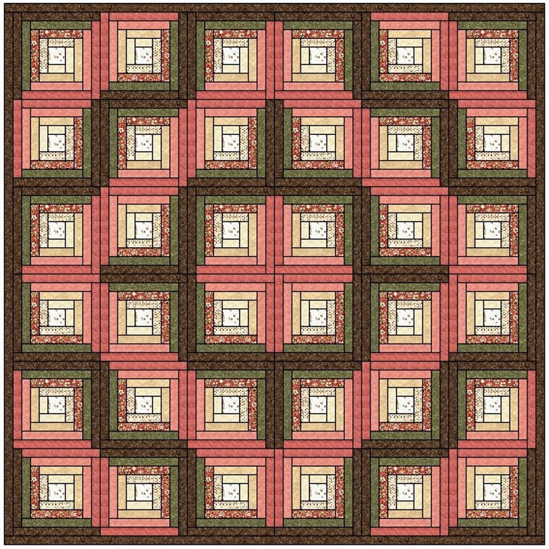 Traditional Log Cabin Quilt Block Pattern Download image 2