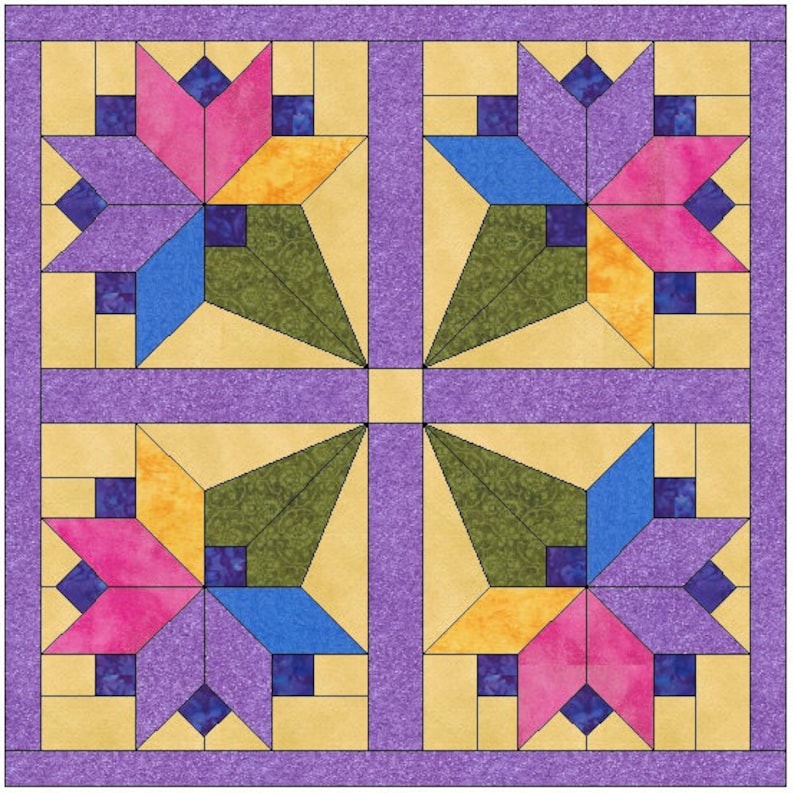 Floral bouquet quilt block nwcvq download  etsy Floral bouquet quilt block nwcvq download  etsy