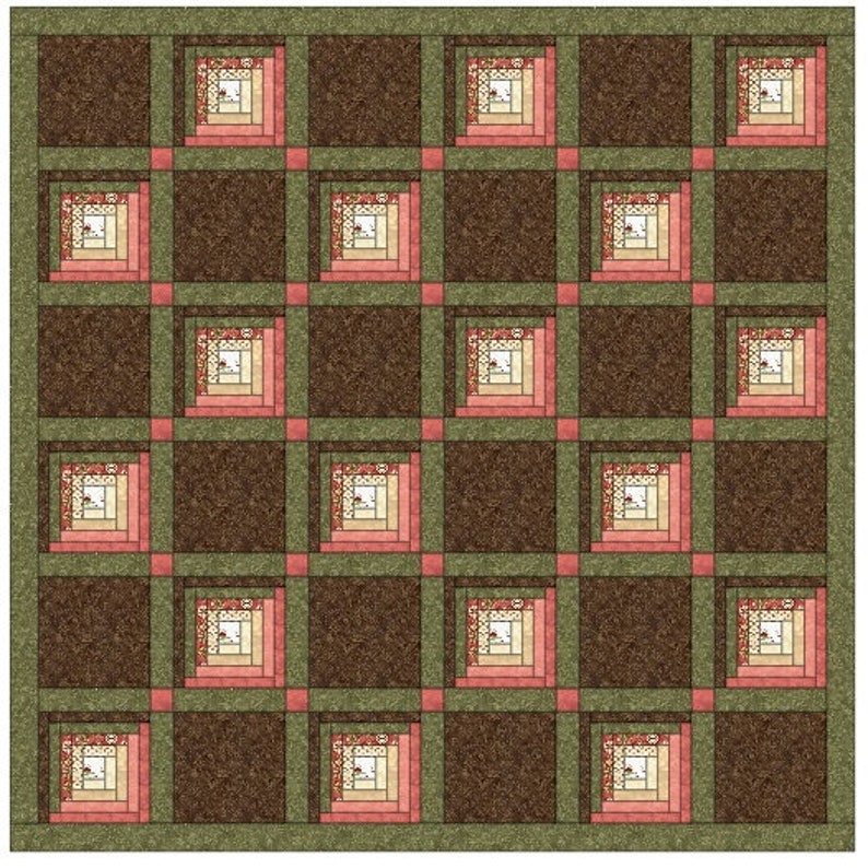 Traditional Log Cabin Quilt Block Pattern Download image 5