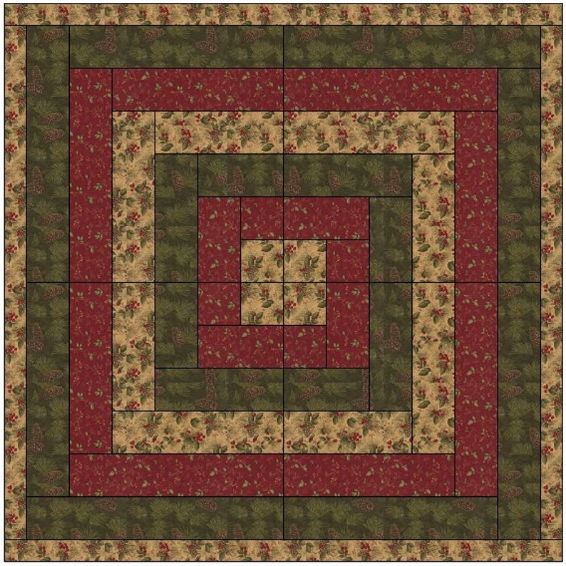 Modified Log Cabin Quilt Block Pattern Download Etsy