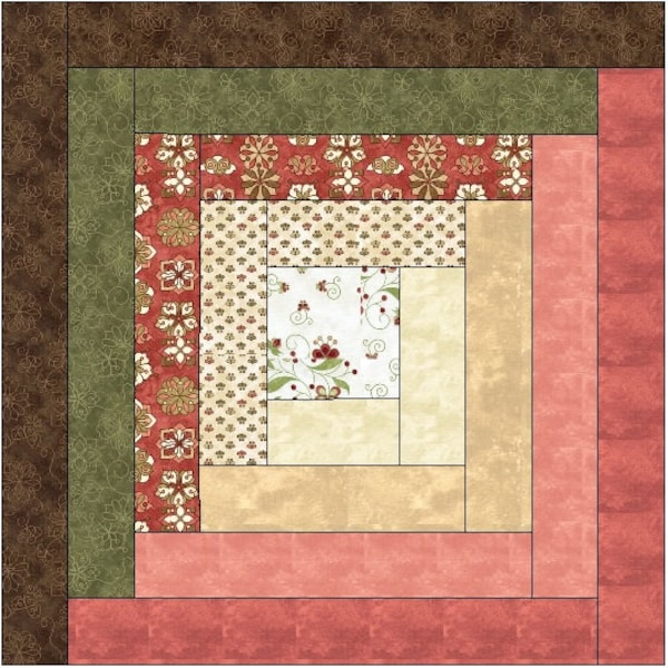 Traditional Log Cabin Quilt Block Pattern Download