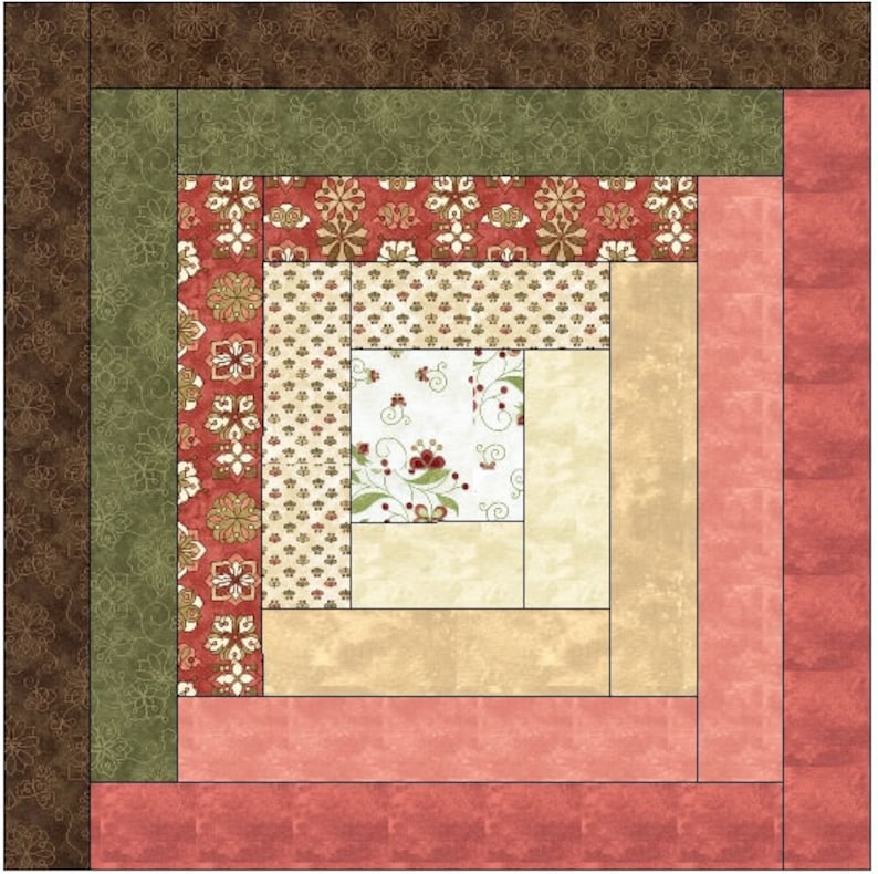 Traditional Log Cabin Quilt Block Pattern Download image 1