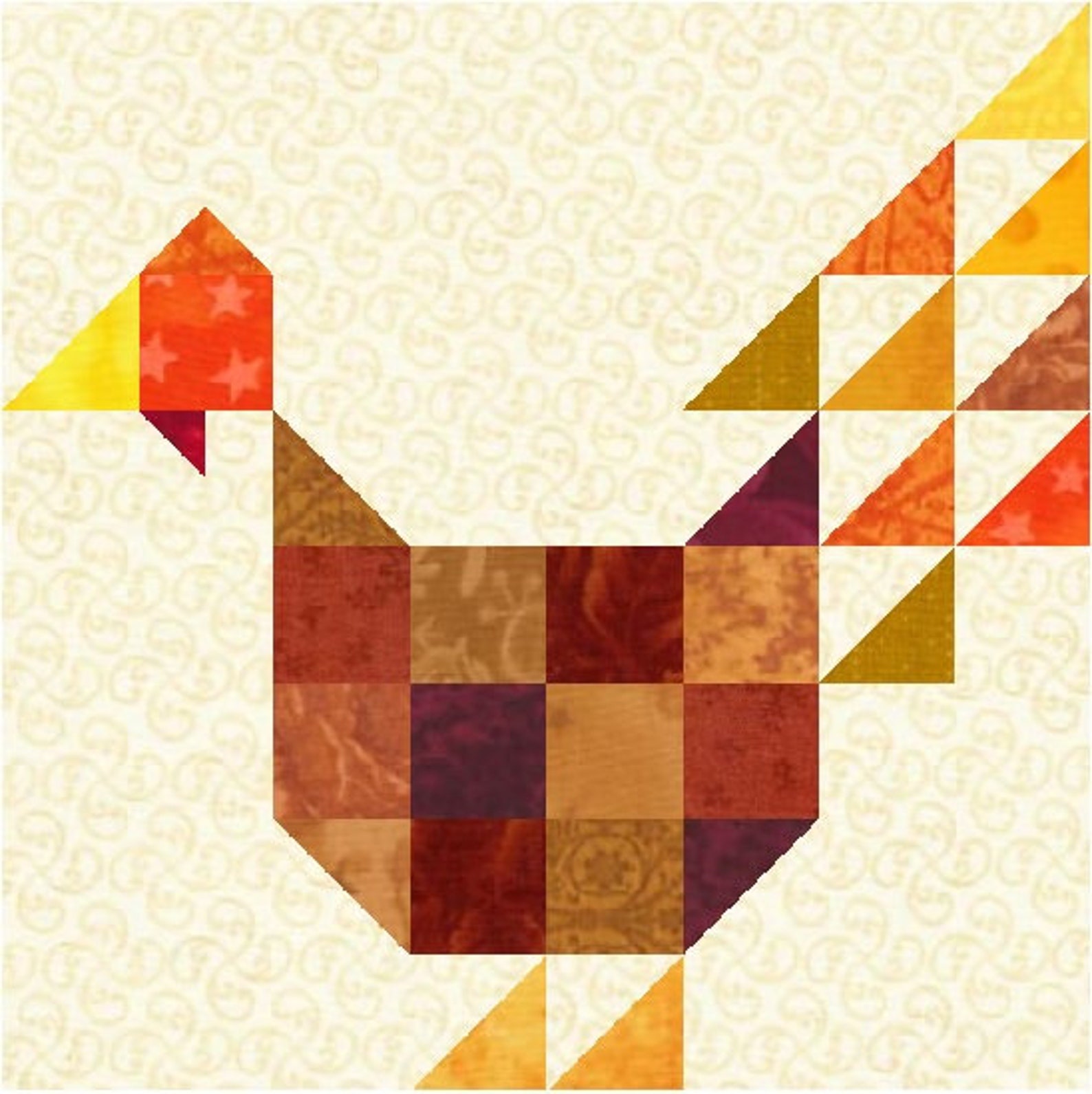 Turkey Quilt Block Pattern Download Etsy