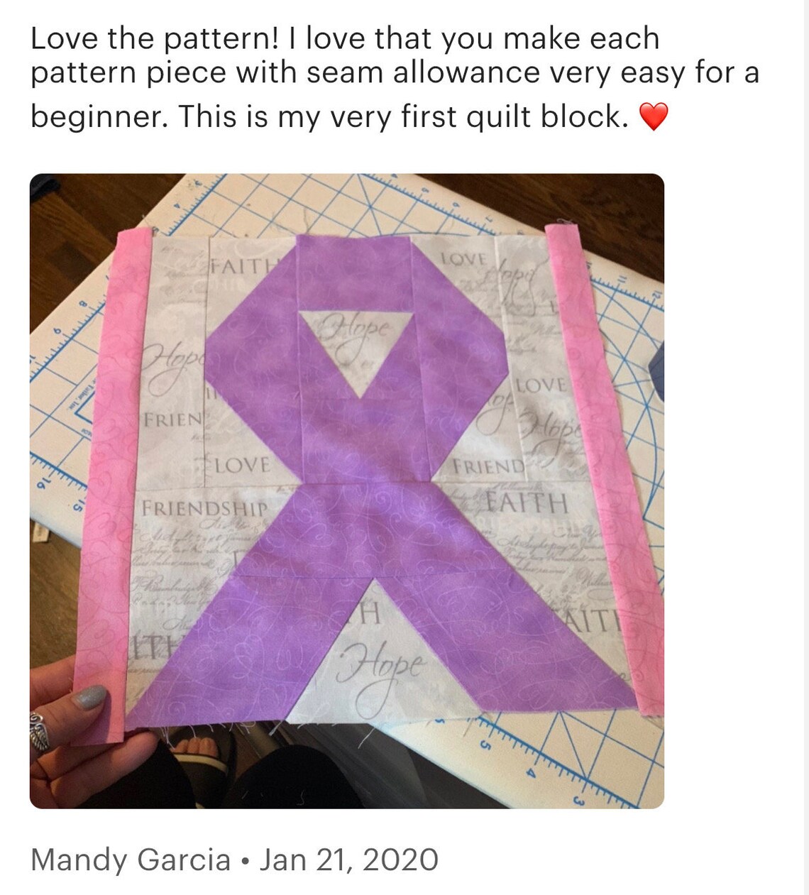Pink Ribbon Quilt Block Pattern Download - Etsy
