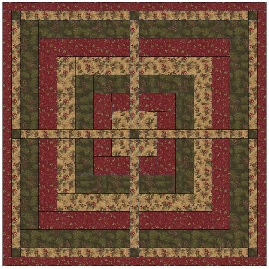 Modified Log Cabin Quilt Block Pattern Download Etsy