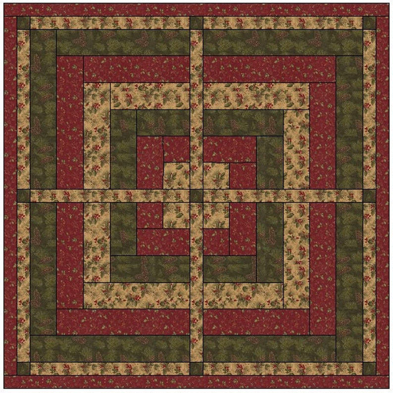 Modified Log Cabin Quilt Block Pattern Download Etsy